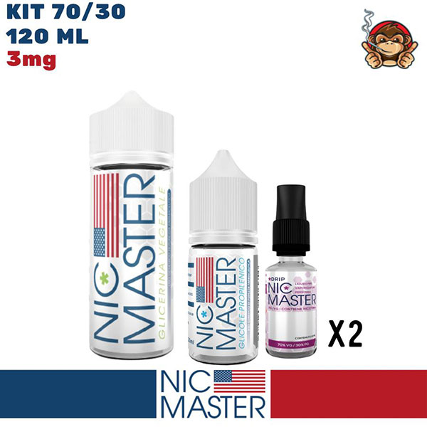 Kit Base Neutra 70/30 120ml 3mg/ml nicotina - Nic Master