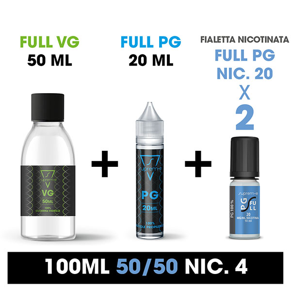 Kit Base Neutra 50/50 100ml 4mg/ml nicotina - Suprem-e